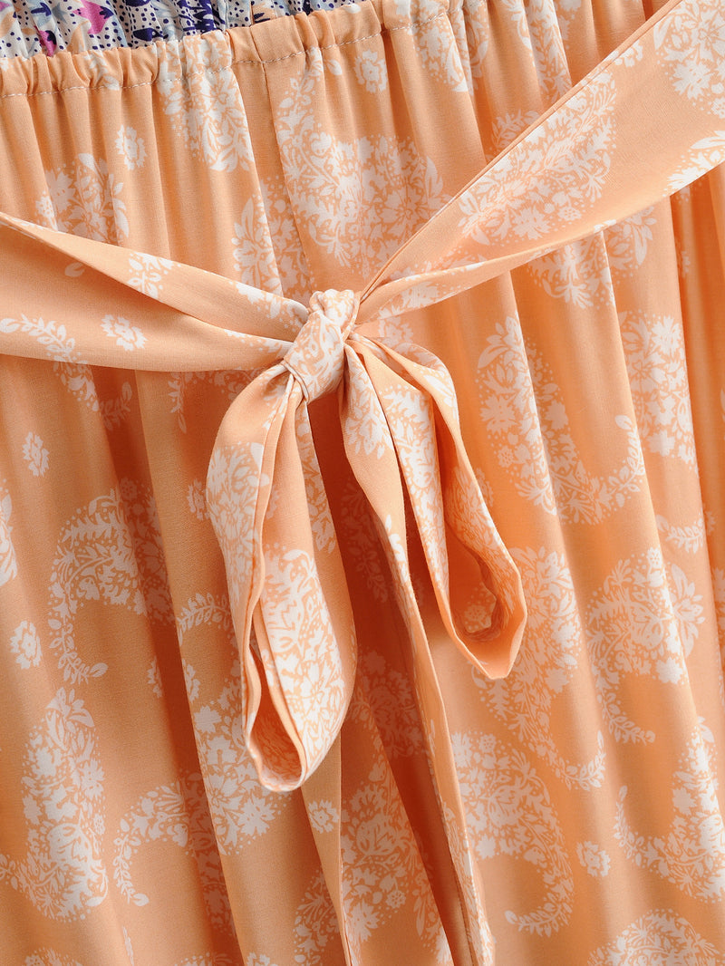 Maxi Dress, Boho Dress, Sundress, Orange Cantaloupe - Wild Rose Boho