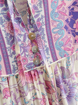 Midi Dress, Boho Dress, Sundress, Purple Verbena - Wild Rose Boho
