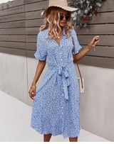 Midi Dress, Boho Dress, Sundress, Layla Blue - Wild Rose Boho