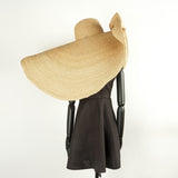 Boho Hat, Beach Hat, Extra Wide Brim Raffia Hat, Sierra Yellow High Quality (1 m, brim 40 cm)