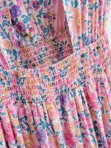 Maxi Dress, Boho Dress, Pink Wild Flower - Wild Rose Boho