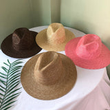 Boho Hat, Sun Hat, Beach Hat, Straw Fedora, Jazz Hat, Julieta in Brown, Beige and Pink - Wild Rose Boho