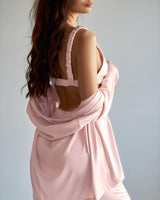 Boho Sleepwear, Pajamas Set, PJ Satin Clementine in Silver, Pink and Champagne - Wild Rose Boho