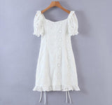 Mini Dress, Boho Dress, Sundress, Embroidered Dress, Vintage White Lace Bella - Wild Rose Boho
