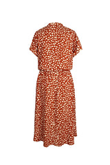 Midi Dress, Boho Dress, Sundress, Quinn Polka Dot in Orange Brick - Wild Rose Boho
