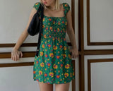 Mini Dress, Boho Dress, Sundress, Green Poppy - Wild Rose Boho