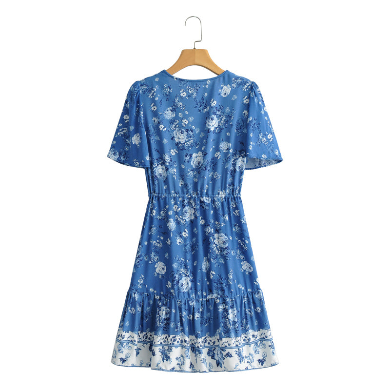 Boho Mini Dress, Sundress, Vacation in Blue Sea, Blue / S Boho Mini Dress, Sundress, Vacation in Blue Sea, Blue / S