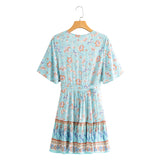 Mini Dress, Boho Dress, Sundress, Vacation in River Blue - Wild Rose Boho