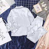 Boho Sleepwear, Pajamas Set, PJ Satin Clementine in Silver, Pink and Champagne - Wild Rose Boho