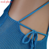 Beach Dress, Cover Up, Maxi Dress. Crochet Backless Dress, Julieta in Blue - Wild Rose Boho