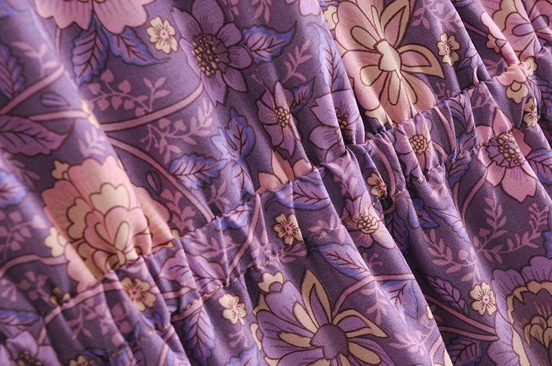 Mini Dress, Boho Dress, Sundress, Purple Clementine Rose - Wild Rose Boho