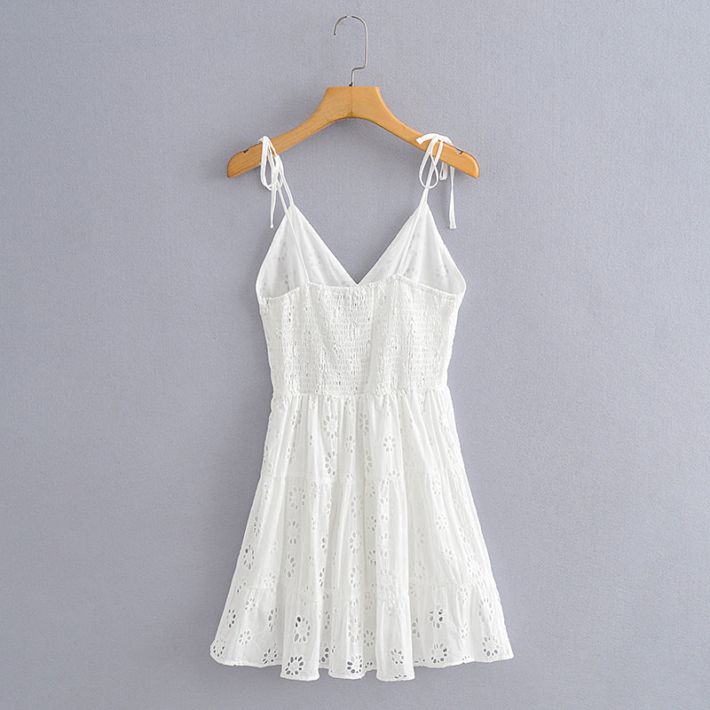 Mini Dress, Boho Dress, Strappy, Embroidered Dress, Vintage White Lace Harper - Wild Rose Boho