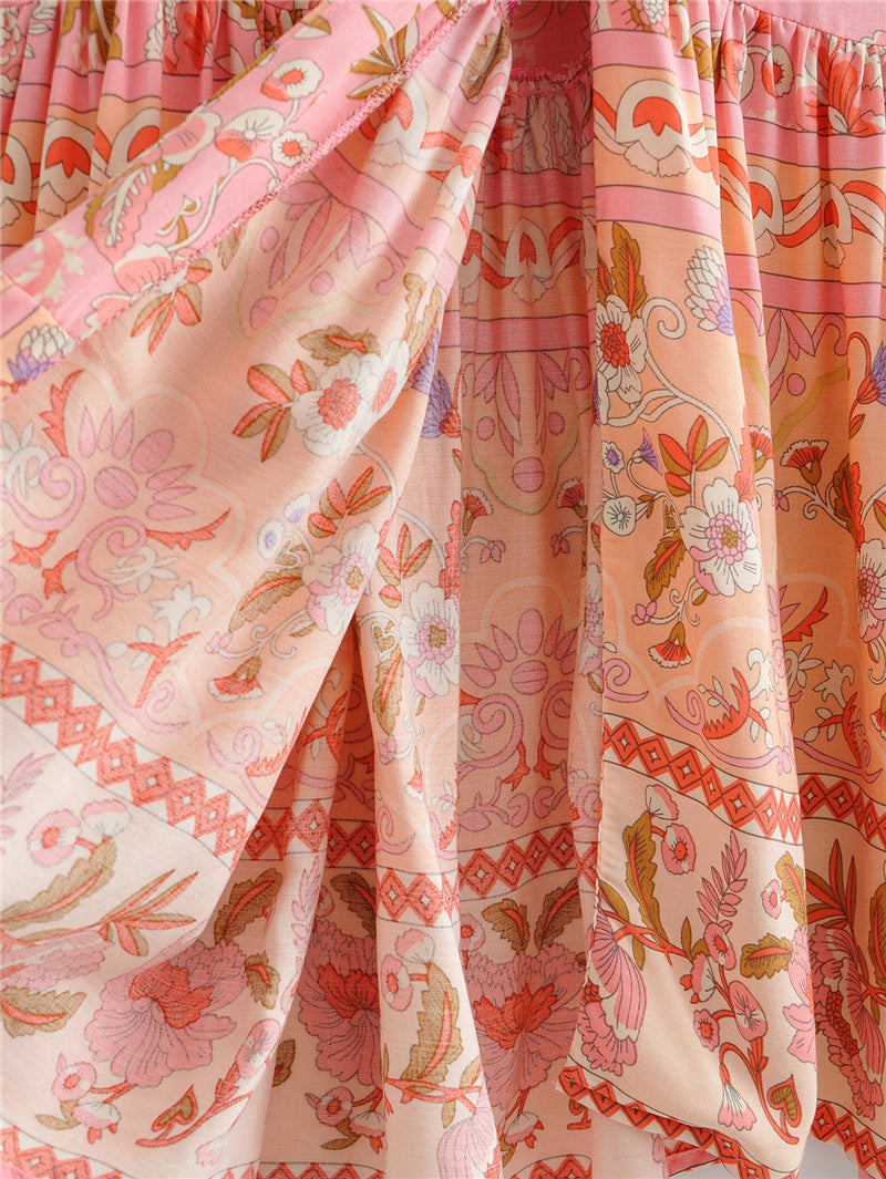 Boho Midi Dress, Sundress, Pink Camelia – Wild Rose Boho