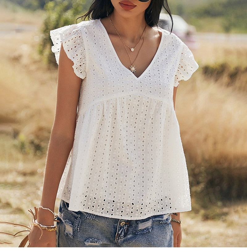 Boho Tops for Women, Boho Tops for Women, Boho Blouse, Maya White Vintage  Lace Shirt