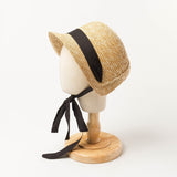 Boho Hat, Kid Hat, Sun Hat, Little Girl Hat, Charlotte Black Ribbon - Wild Rose Boho