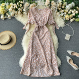 Midi Dress, Boho Vintage Dress, Wrap Dress, Flower Child Iris Purple - Wild Rose Boho