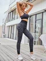 Boho Yoga Set, Printed Workout Set Top and Legging, Zebra in Black - Wild Rose Boho