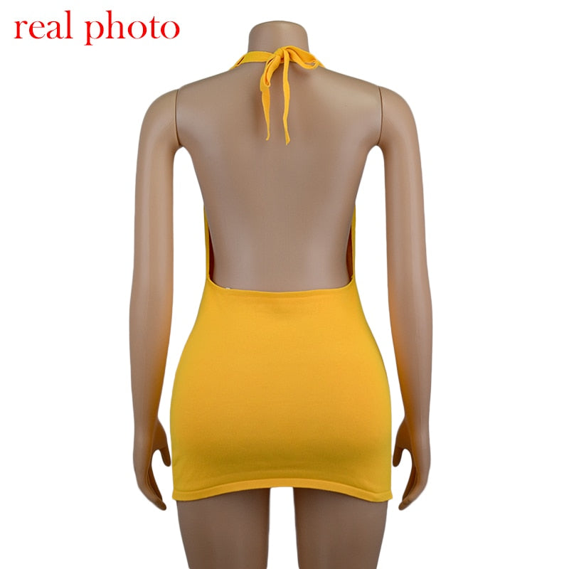 Cryptographic Halter Sexy Backless Mini Dress Light Green / XL Cryptographic Halter Sexy Backless Mini Dress Light Green / XL