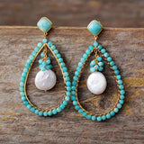 Boho Earrings, Dangle Earrings, Pearl Blue Amazonite, Live Different