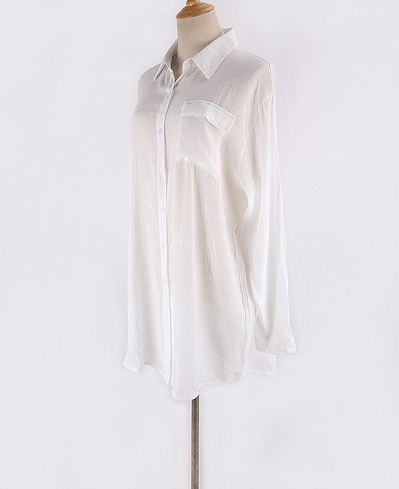 Mini Dress, Beach Dress, White Shirt Dress Elena - Wild Rose Boho