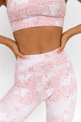 Boho Yoga Set, Printed Workout Set Top and Legging, Pink Amara - Wild Rose Boho