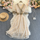 Midi Dress, Boho Vintage Lace Dress, Genevieve in Midnight and White Apricot - Wild Rose Boho