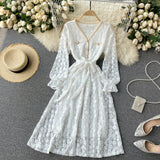 Midi Dress, Boho Vintage Dress, Victoria White and Ivory Lace - Wild Rose Boho