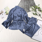 Boho Sleepwear, Pajamas Set, PJ Satin Clementine in Blue and Green - Wild Rose Boho