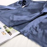 Boho Sleepwear, Pajamas Set, PJ Satin Clementine in Blue and Green - Wild Rose Boho