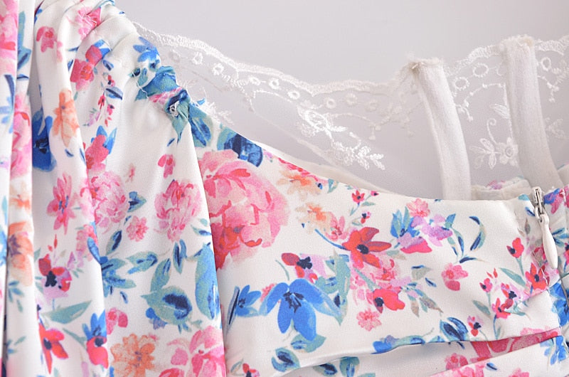 Mini Dress, Boho Dress, Sundress, Vintage Elena Pink Flower Garden - Wild Rose Boho