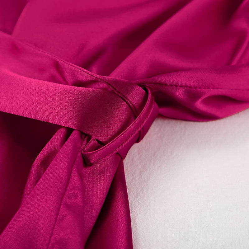 Boho Sleepwear, Pajamas Set, PJ Satin Francine in Red - Wild Rose Boho