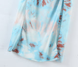 Midi Dress, Boho Dress, Strappy, Tie Dye Blue Neon - Wild Rose Boho