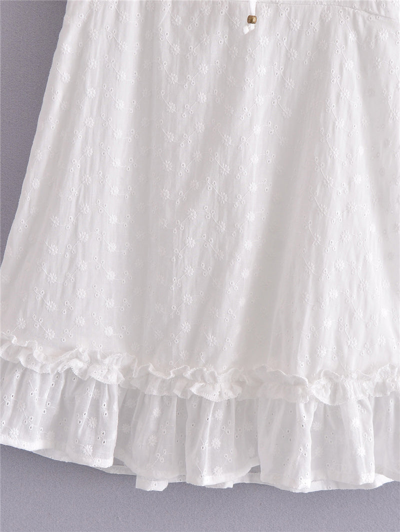 Mini Dress, Boho Dress, Sundress, Embroidered Dress, Vintage White Lace Zoe - Wild Rose Boho