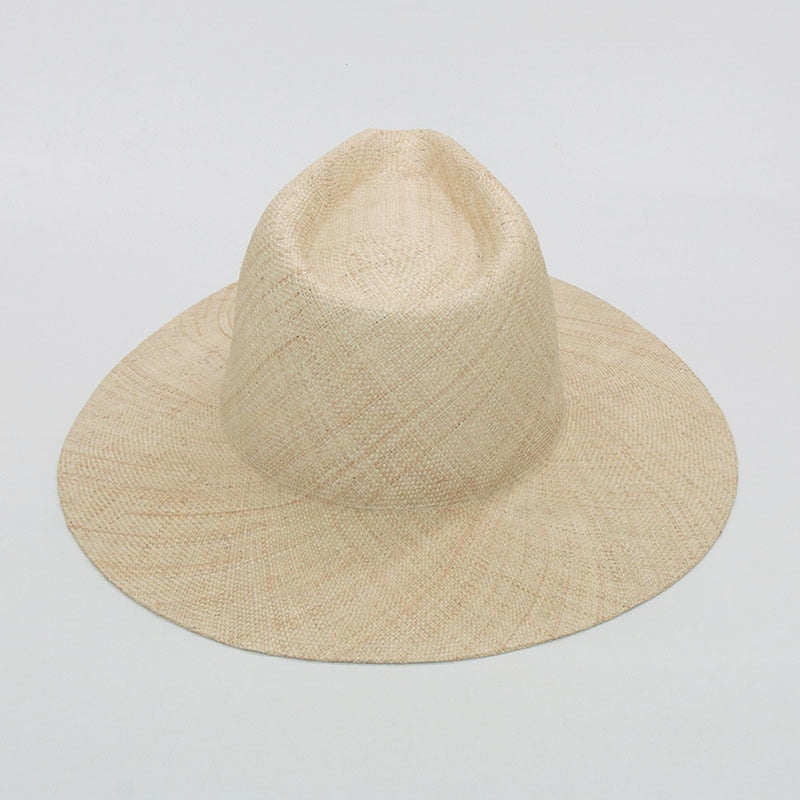 Boho Hat, Sun Hat, Beach Hat, Sisal Straw Fedora, Jazz Hat, Anna Beige, Pink and Black - Wild Rose Boho