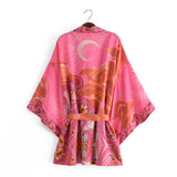 Boho Robe, Kimono Robe, Moon Light in Pink - Wild Rose Boho