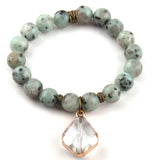 Boho Bracelet, RH Yoga Bracelet, Natural Stone with Glass Crystal
