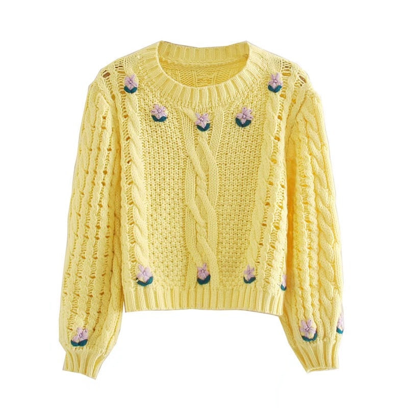Boho Sweater, Retro Knit Sweater, Canary in Yellow - Wild Rose Boho