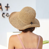 Boho Hat, Beach Sun Hat, Grass Flod Hat in White and Caramel - Wild Rose Boho