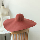 Boho Hat, Beach Hat, Extra Wide Brim Paper Hat, Floppy in Pink, White, Yellow and 12 colors (Soft, 25 cm) - Wild Rose Boho
