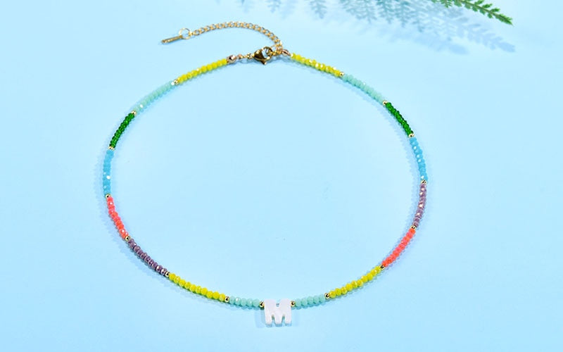 Boho  Personalized Custom Necklace, DIY Letter Name and Evil Eye Choker