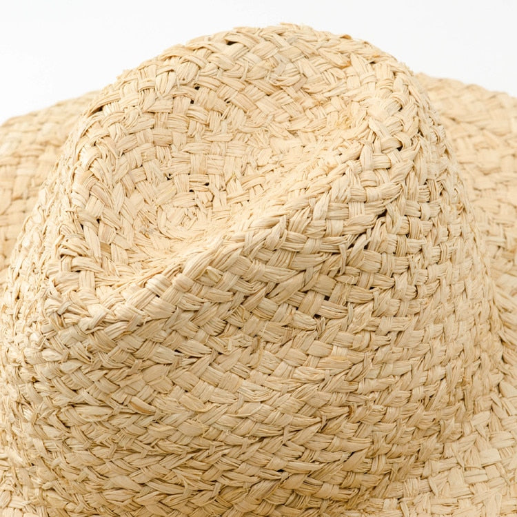 Boho Hat, Sun Beach Hat, Raffia Hat, Fedora Darcy Hat in Beige - Wild Rose Boho