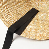 Boho Hat, Sun Beach Hat, Straw Cone Hat, Esme with Black Ribbon - Wild Rose Boho