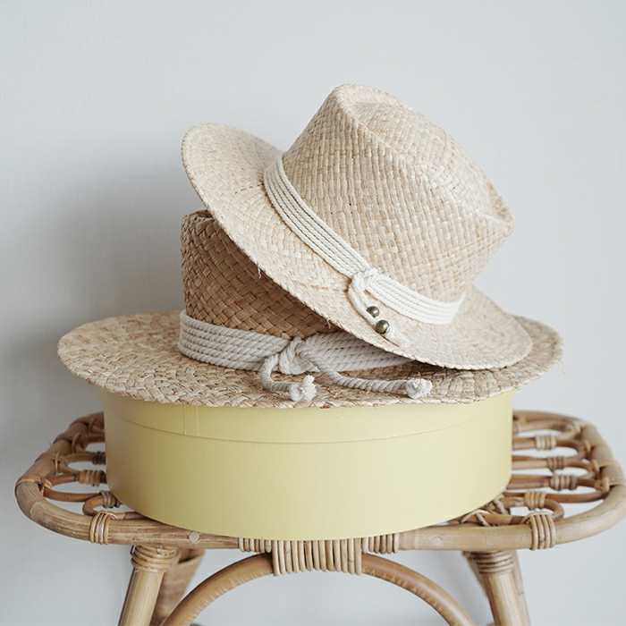 Boho Hat, Sun Beach Hat, Raffia Bucket Hat, Zoe White Rope - Wild Rose Boho