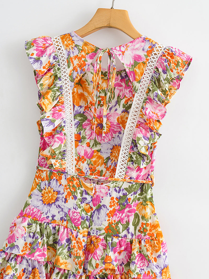 Mini Dress, Boho Dress, Sundress, Pink Flower Bloom - Wild Rose Boho