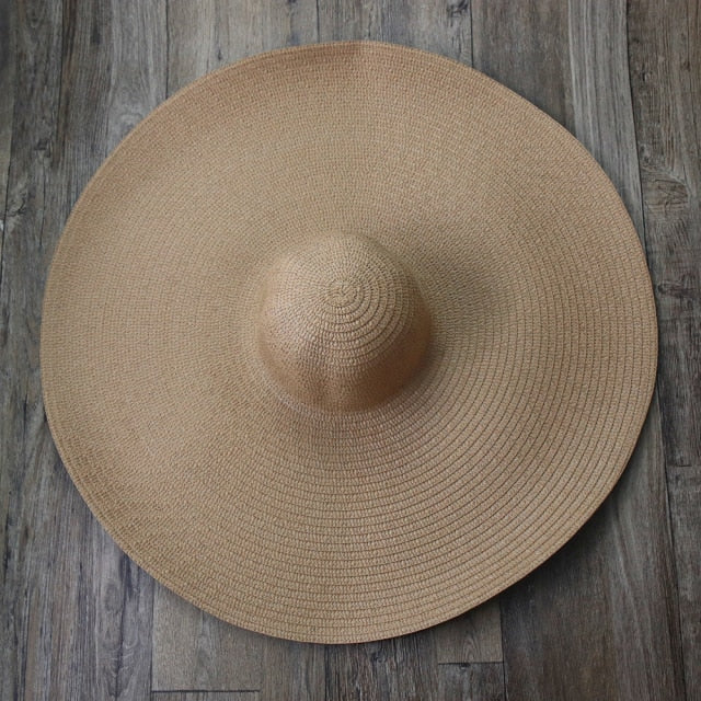 Boho Hat, Sun Beach Hat, Extra Wide Brim Paper Hat, Floria in Black, Olive, Blue and 20 colors (Soft, 25 cm) - Wild Rose Boho
