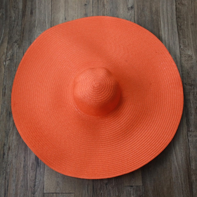 Boho Hat, Sun Beach Hat, Extra Wide Brim Paper Hat, Floria in Black, Olive, Blue and 20 colors (Soft, 25 cm) - Wild Rose Boho