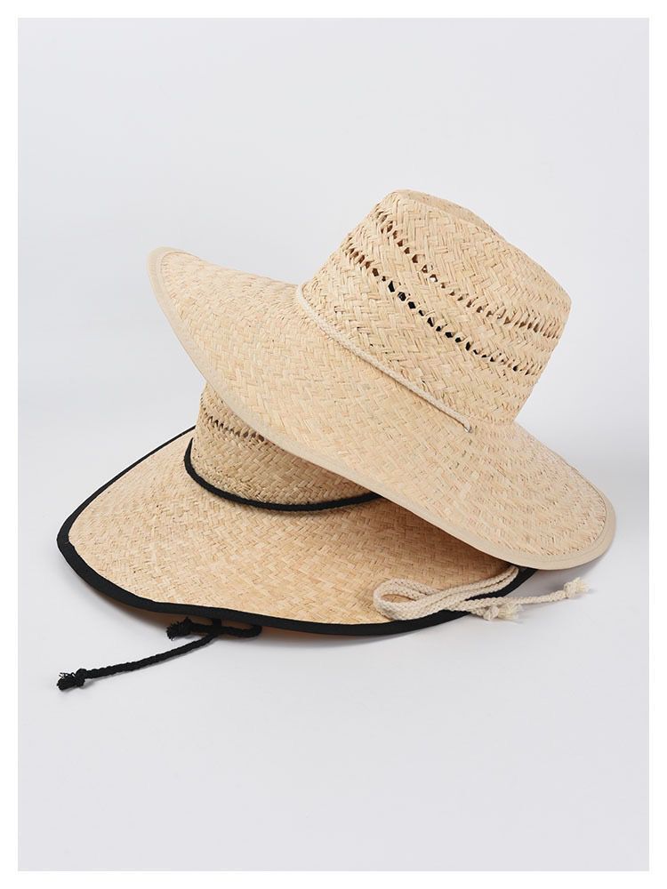 Boho Hat, Beach Sun Hat, Wide Brim Straw Hat, Belen White Robe Strap - Wild Rose Boho