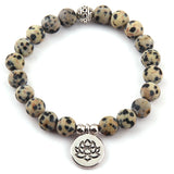 Boho Bracelet, RH Yoga Bracelet, Natural Stone Mala Lotus