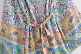 Boho Robe, Short Kimono Robe, Elliana Blue Peyton - Wild Rose Boho