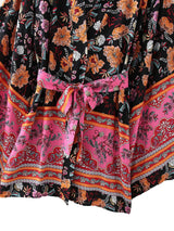 Boho Robe, Short Kimono Robe, Elliana in Black - Wild Rose Boho